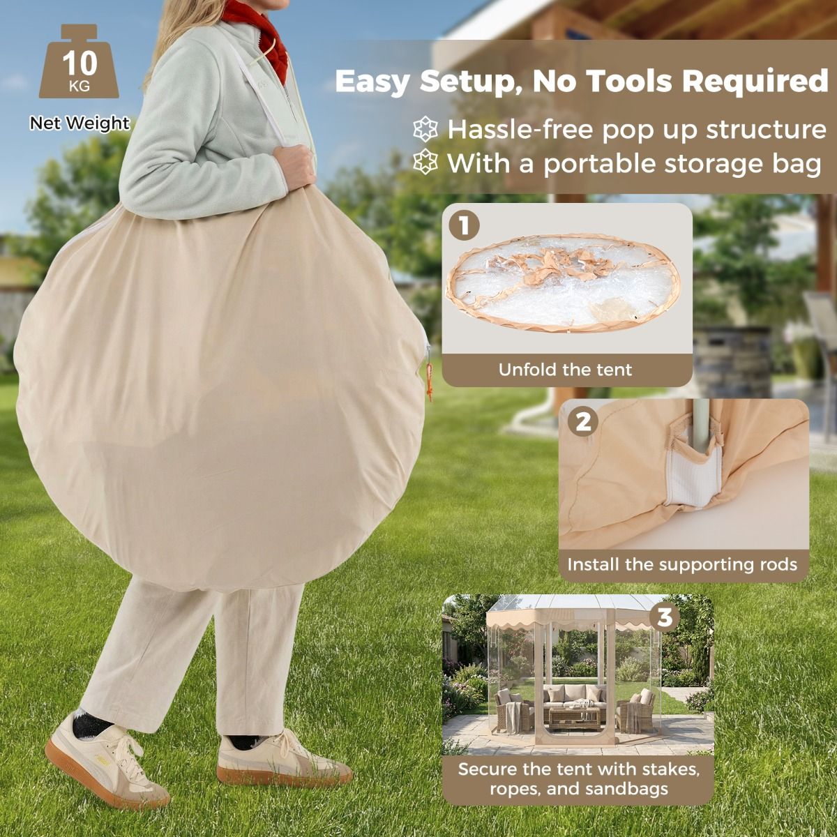 Coast Pop-up Bubbeltent - 8 tot 10 personen - 540° panoramisch uitzicht - transparant - 305 x 305 x 210 cm
