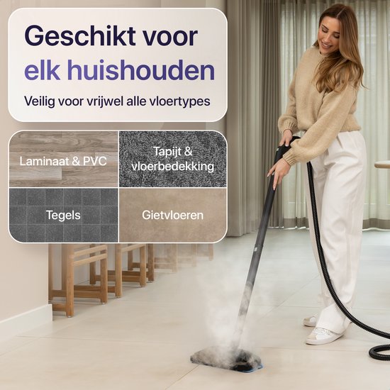 LUMAN Stoomreiniger MAX – 2600W - 60 min Stoomtijd - 2.5L Watertank – Handstoomreiniger & Tapijtreiniger - Groen