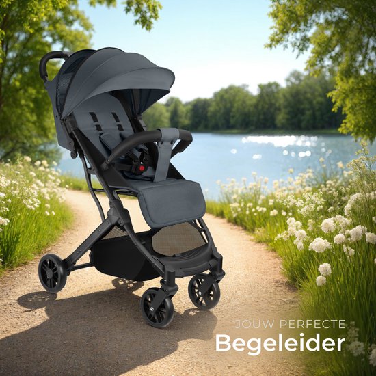 tectake® Buggy Kinderwagen Finn - Lichtgewicht plooibuggy - Inklapbaar en met opvouwbare kap - Zonwerend - Draagkracht 15kg - Antraciet