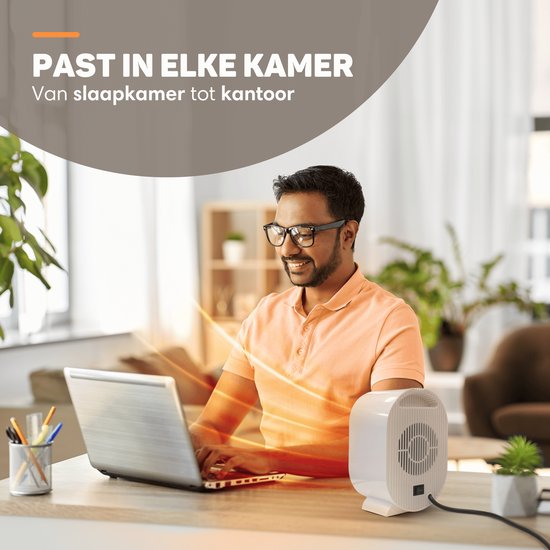 Vulpes Goods® Tech - Elektrische Kachel Pro - Ventilatorkachel - Heater - 2 Standen - 1200W - LED Indicatie - Wit