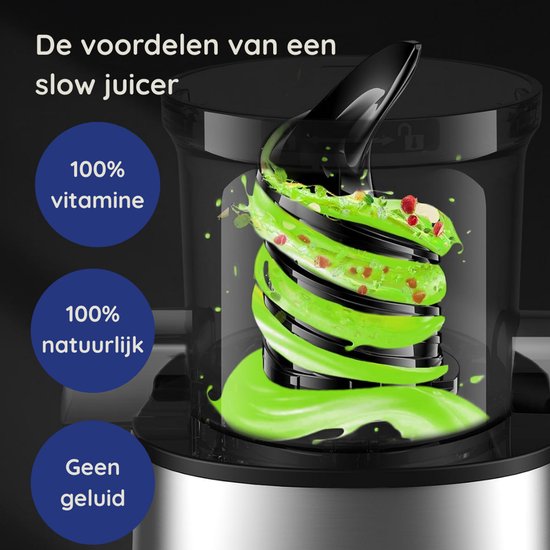 Safecourt Kitchen Sapcentrifuge - Slowjuicer voor Groenten & Fruit - XXL Vulopening - Krachtigste 200W motor