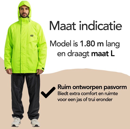 Infinity Goods Regenpak Nikki - Dames & Heren - Maat XXXL - Waterdicht & Ademend - Reflecterend - Fluo Geel