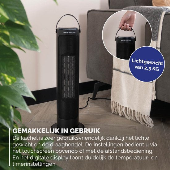 BREND BR-2221 Keramische Ventilatorkachel met ECO-modus en Thermostaat 15-35 °C - Elektrische Kachel – Verwarming – 2000W – Zwart