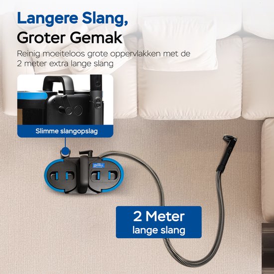 Qclean® Tapijtreiniger - 4-in-1 Vlekkenreiniger & Stoomreiniger - 105°C Stoom - Zetelreiniger - Zelfreinigend - Incl. Schoonmaakmiddel