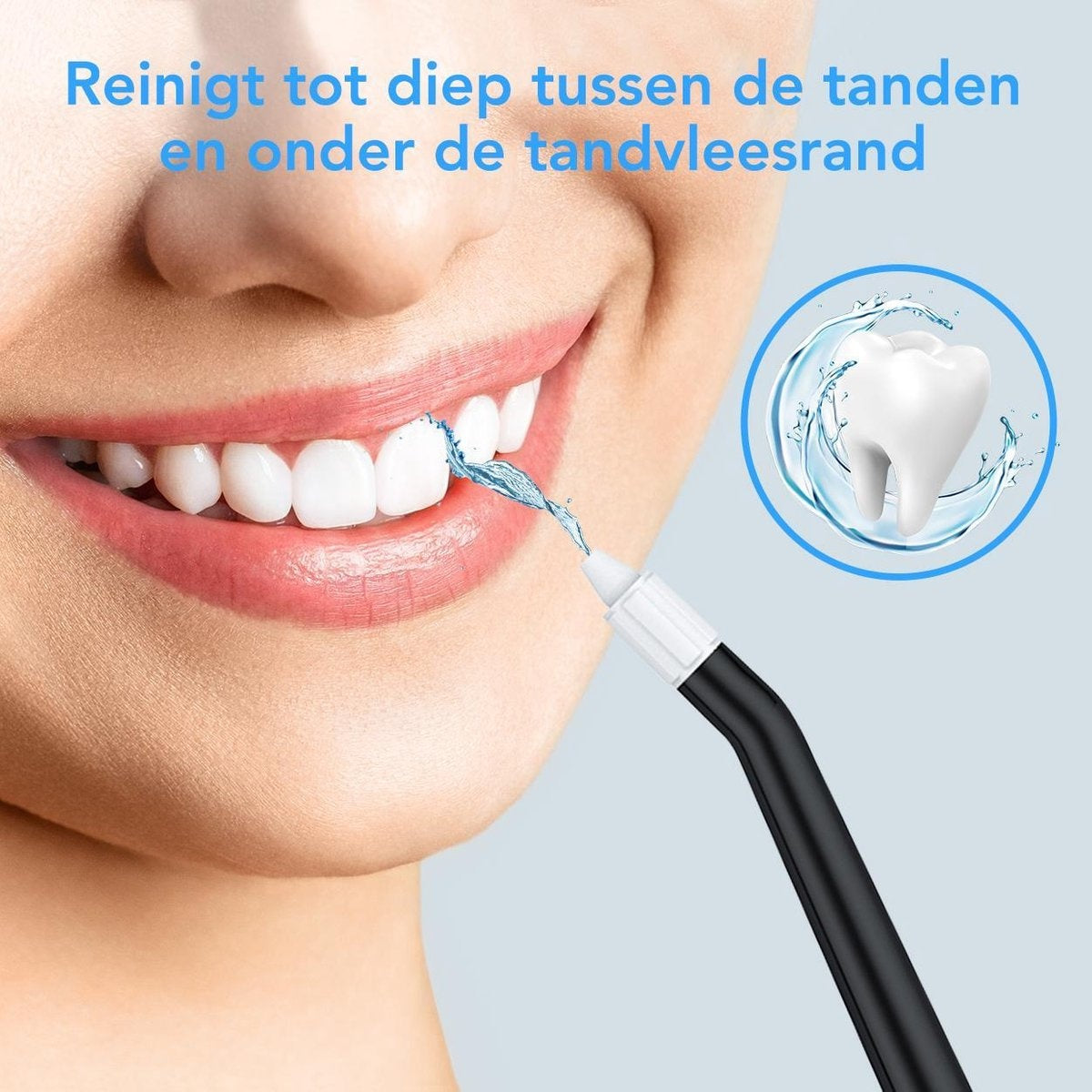 LifeGoods Flos Opzetstuk - 4 Stuks - Voor Flosapparaat - Zwart/Wit/Groen/Blauw