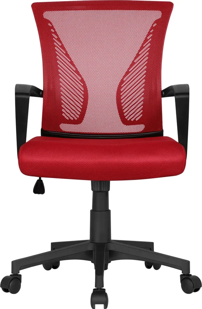 Yaheetech Ergonomische Bureaustoel 60 x 60 x 91-100,5 cm - Rood - Verstelbare Draaistoel met Mesh Rugleuning