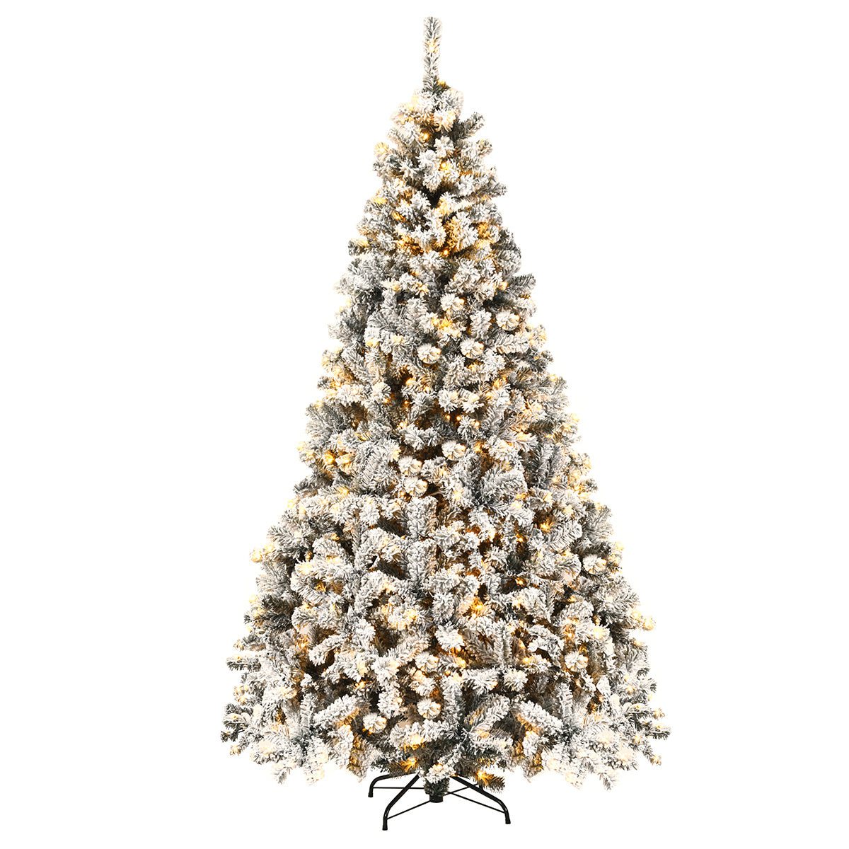 Coast 225 cm kunstmatige kerstboom met sneeuw en warme witte led -lichten kerstboom PVC naalden