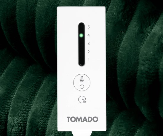 Tomado TEB1804G - Elektrische bovendeken - omslagdeken - Warmtedeken - Superzachte fleece stof - 180 x 130 cm - Groen