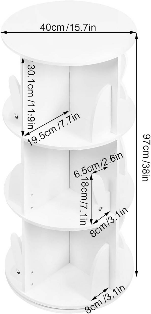 Woltu Kinderboekenkast - Draaibaar - 3 Niveaus - 40 x 97 cm - 30 kg - Wit