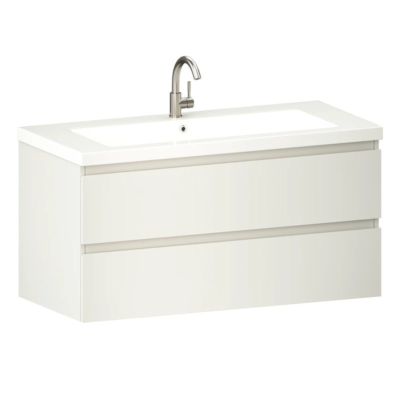 Mirlux Sena wastafel - 100 cm - glanzend wit - kunststeen