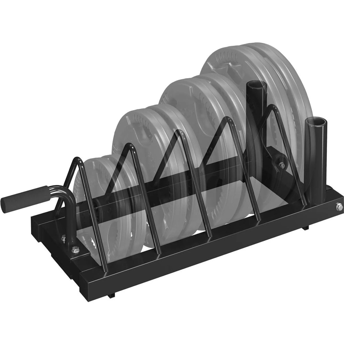 Yaheetech Halterrek Voor Halterschijven En Stangen – Voorzien Van 4 Opbergvakken En 2 Halterhouders En Transportwielen – Voor Olympische Halterstangen En Gewichten – Zwart Metaal – 94 x 33 x 30 cm