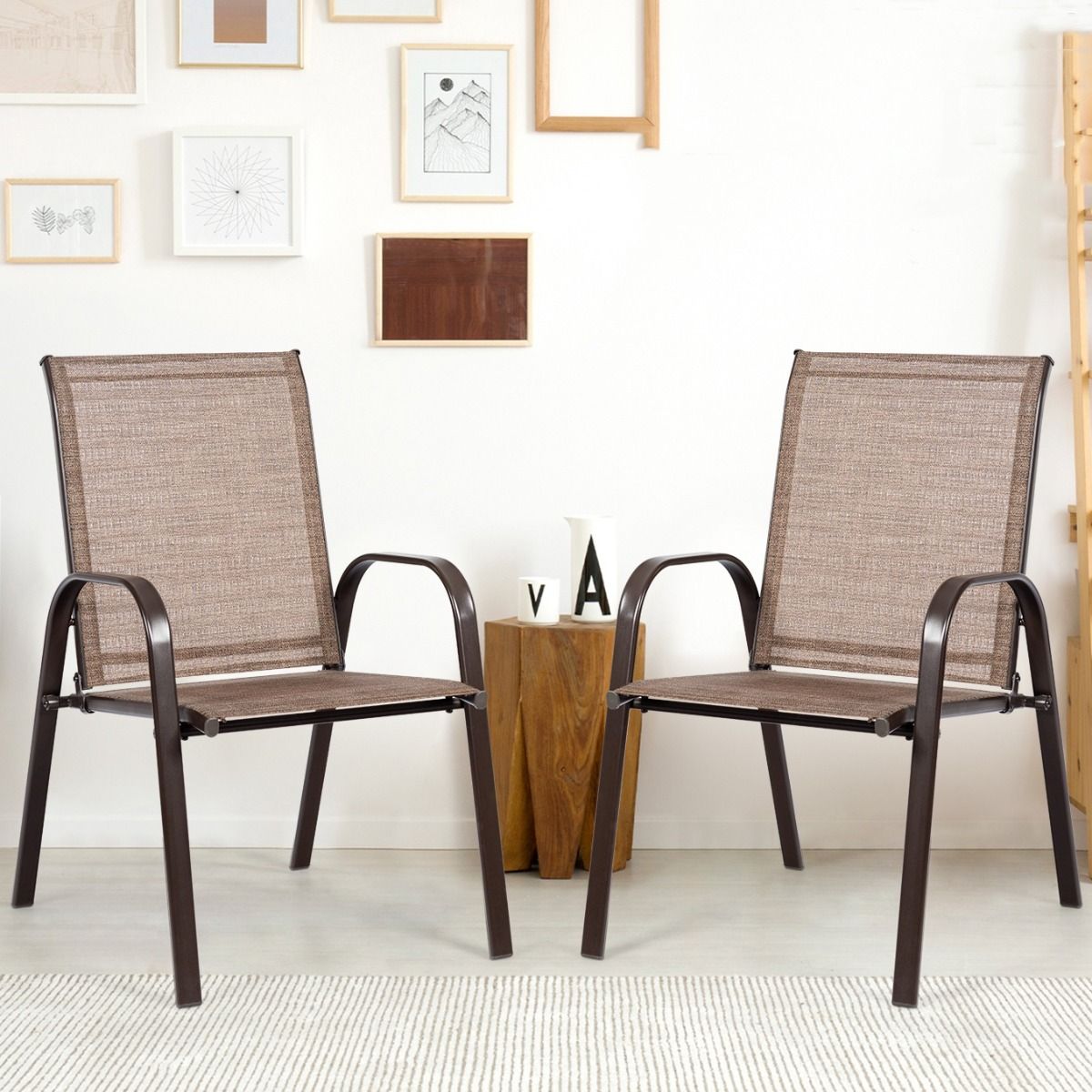 Coast 2-delige tuinstoelenset - ademende stof - versterkt metalen frame - beige