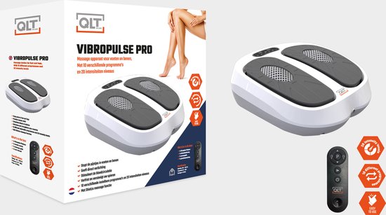 QLT VibroPulse Pro Been- en Voetmassage Apparaat – 10 programma’s - 20 Snelheden