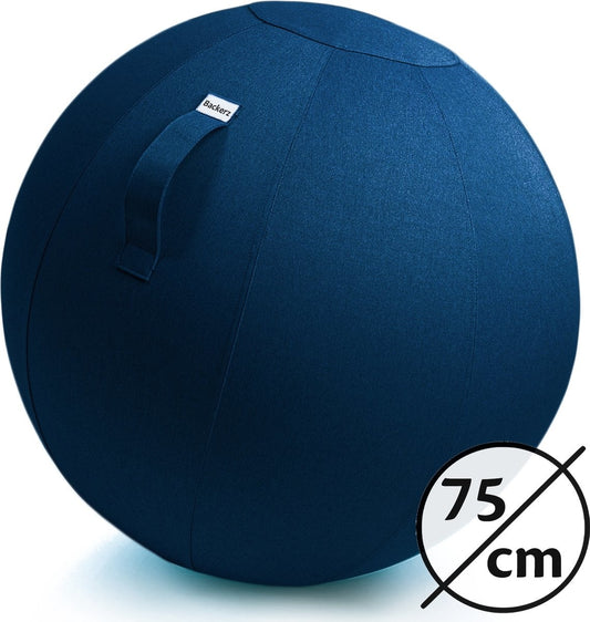Bckz Zitbal Kantoor en Thuis 75 CM - Luxe Yoga Bal - Zitballen met Hoes - Ergonomische Bureaustoel Bal - Linnen Donkerblauw