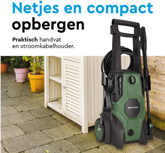 BRASQ Hogedrukreiniger HPW 150 - Terrasreiniger - Hogedrukspuit – 2000W - 150 bar - 468 L/H - Complete set