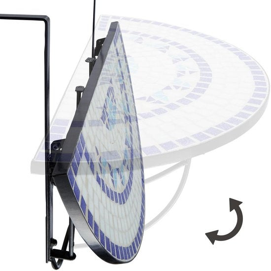 tectake- Balkontafel mozaïek klapbaar wit/blauw - 402766