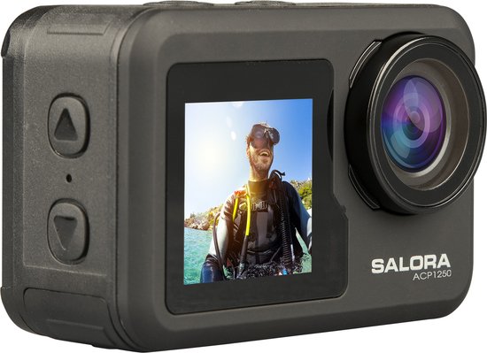 Een Ultra HD (4K) dual screen ActionCam inclusief case boordevol met accessoires