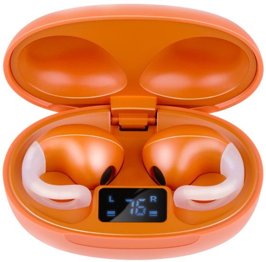 Grundig Draadloze Oordopjes Bluetooth - Oortjes Draadloos Met LED Display en Oplaadcase - In-Ear Met OWS Technologie en USB-C Lader - Oranje