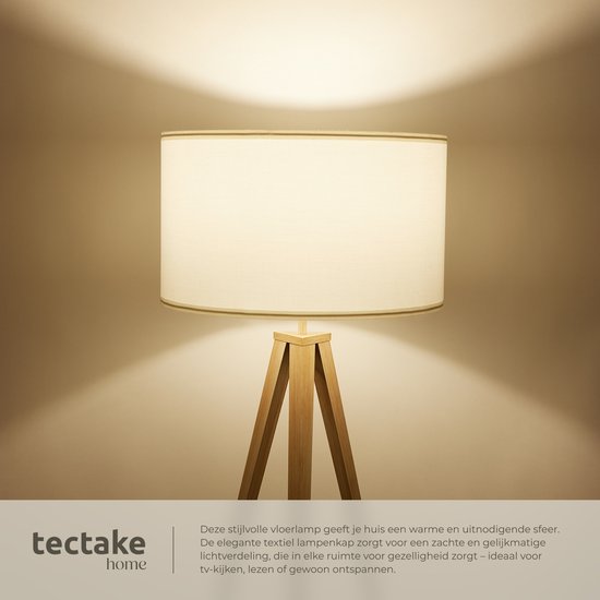 tectake Lunaris Vloerlamp – Driepoot – Linnenlook Lampenkap – E27 – 158 cm
