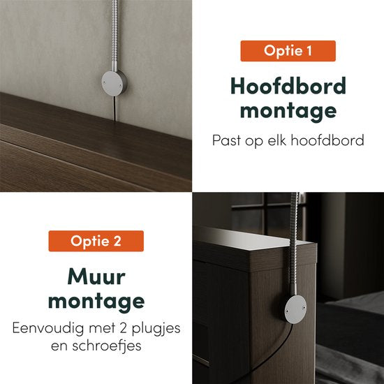 Nolt Leeslamp voor in Bed - Nachtlampje Dimbaar - 2 Bedlampjes - Bedlamp Slaapkamer - Leeslampjes Hoofdbord - Leeslampje Volwassenen