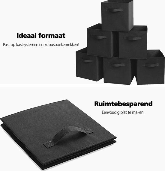 SWILIX ® Multifunctioneel Opbergmand / Opbergbox - kast organizer - 6 Stuks - 20 L - Zwart