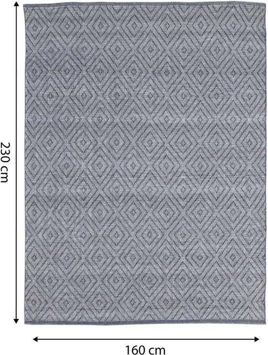 AXI Bali Buitenkleed – Rechthoekig – 160 x 230 cm – Grijs – Geometrisch patroon - Buitenkleed – Buitentapijt – Weer- en UV-bestendig – Plat geweven – Tuintapijt – Voor binnen en buiten