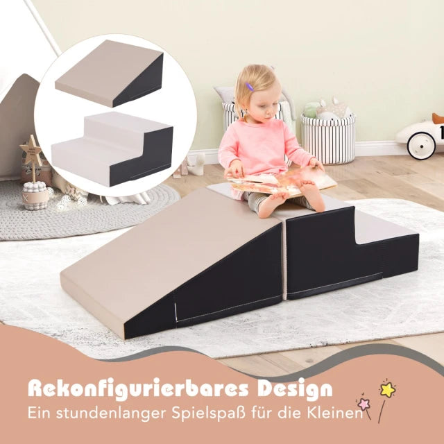 Coast Speelblokken Set Zwart – 2-Delige Soft Play Set – PU en EPE Schuim – 100 x 50 x 25 cm