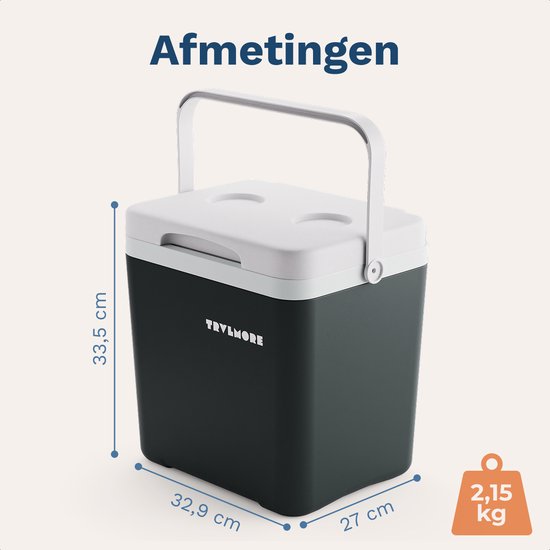 TRVLMORE Koelbox 14L - Frigobox - Inclusief Koelelement - Koelbox Klein - Antraciet