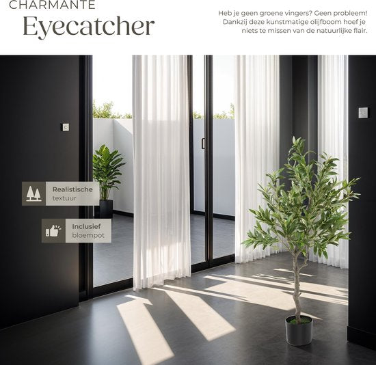 tectake® Kunstmatige Olijfboom Oleand – Mediterrane Kunstplant met Realistische Bladeren en Olijven – Onderhoudsvriendelijk en Veelzijdig – Inclusief Stevige Bloempot – Hoogte: 120 cm
