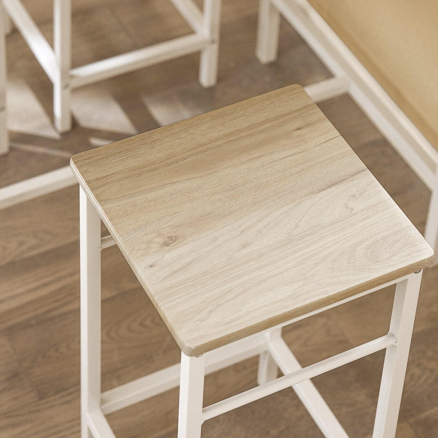 SoBuy Bartafel met 4 Krukken - Modern - max. 120 kg - Wit / Bruin