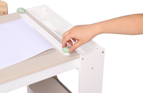Sunny Olivia Teken- en Knutseltafel – Houten Kinder Teken- en Knutseltafel – Compleet Met Stoel, Whiteboard, Papierrol & Opbergruimte – Creatief Speelmeubel