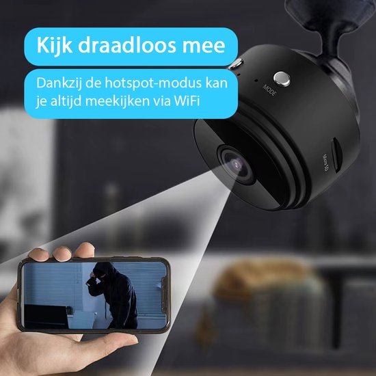 Tech Essentials Mini Verborgen Spy Camera - 1080P - Met WiFi APP - Micro Geheime Beveiligingscamera - Binnenhuis - Spionage - Nannycam - afluisterapparatuur - Zwart