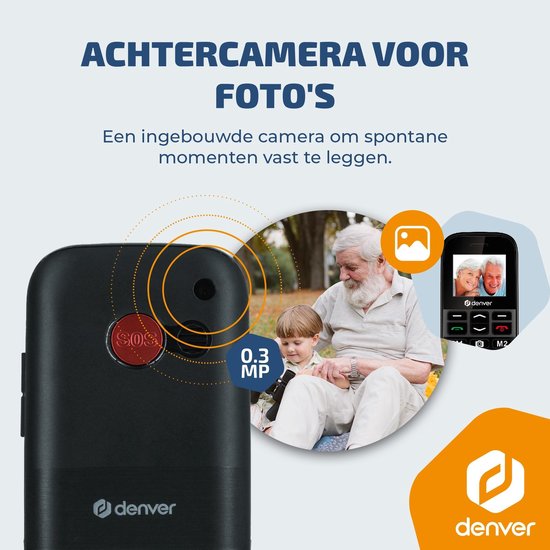 Denver Senioren Mobiele Telefoon 4G - Grote Toetsen - SOS knop - Smartphonevrij opgroeien - Oplaadstation - GSM - Bluetooth - FM Radio - Volledig NL en FR - Model 2026 - BAS18800L