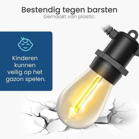 Gologi lichtsnoer buiten en binnen - Lichtslinger 10M - Tuinverlichting LED - Warme sfeerverlichting 2700K - Waterdicht - Smart verlichting met App - Koppelbaar tot 25M