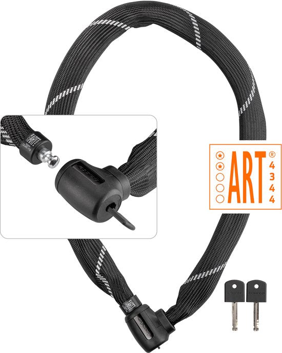 Basta Kettingslot - ART 2 Fietsslot - Gehard Stalen Ketting - Slot met Keurmerk voor Elektrische Fietsen en Fatbike - 110 cm lang