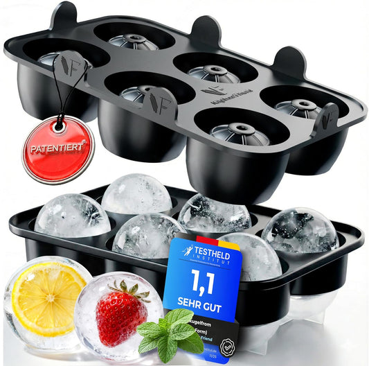 Neighbour's Friend - Gepatenteerde XXL ijsblokjesvorm Platinum - ronde grote ijsblokjesvorm voor cocktails, gin & dranken - 6 ijsballen, vaatwasmachinebestendig