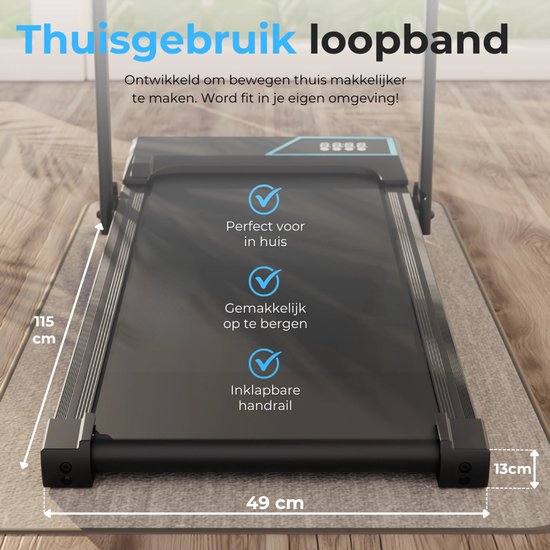Loopband 1-12km/u – Walking Pad – Loopband Inklapbaar – Wandelband – Met Hellingfunctie – Incl. Tablethouder, Afstandsbediening en App