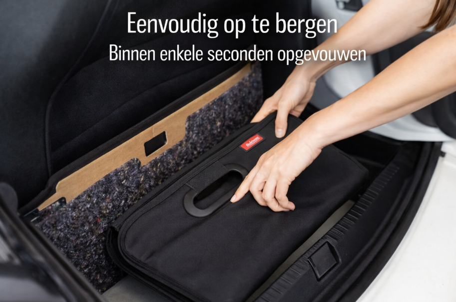 HELDENWERK kofferbaktas opvouwbaar en stabiel - kofferbakorganizer boodschappentas voor praktische opslag - autovouwdoos, kofferbakdoos (zwart)