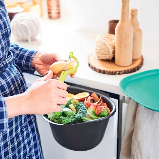 Tupperware Chop Collector - Prullenbak voor de Keuken - kleine Afvalemmer - Compost - Klein Tafeltje Afvalbak - zwart