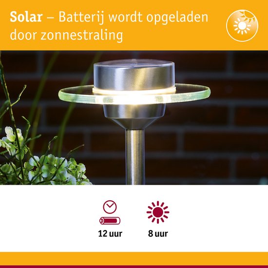 Solar LED-tuinspots Ufo IP44 3000K Edelstaal, Helder