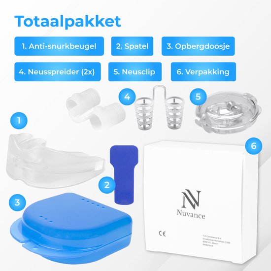 Nuvance - Anti Snurk Set - Anti Snurk Beugel - Neusspreiders - Neusclip - Snurkbeugel - Incl. eBook - Stop met Snurken - Betere Slaap
