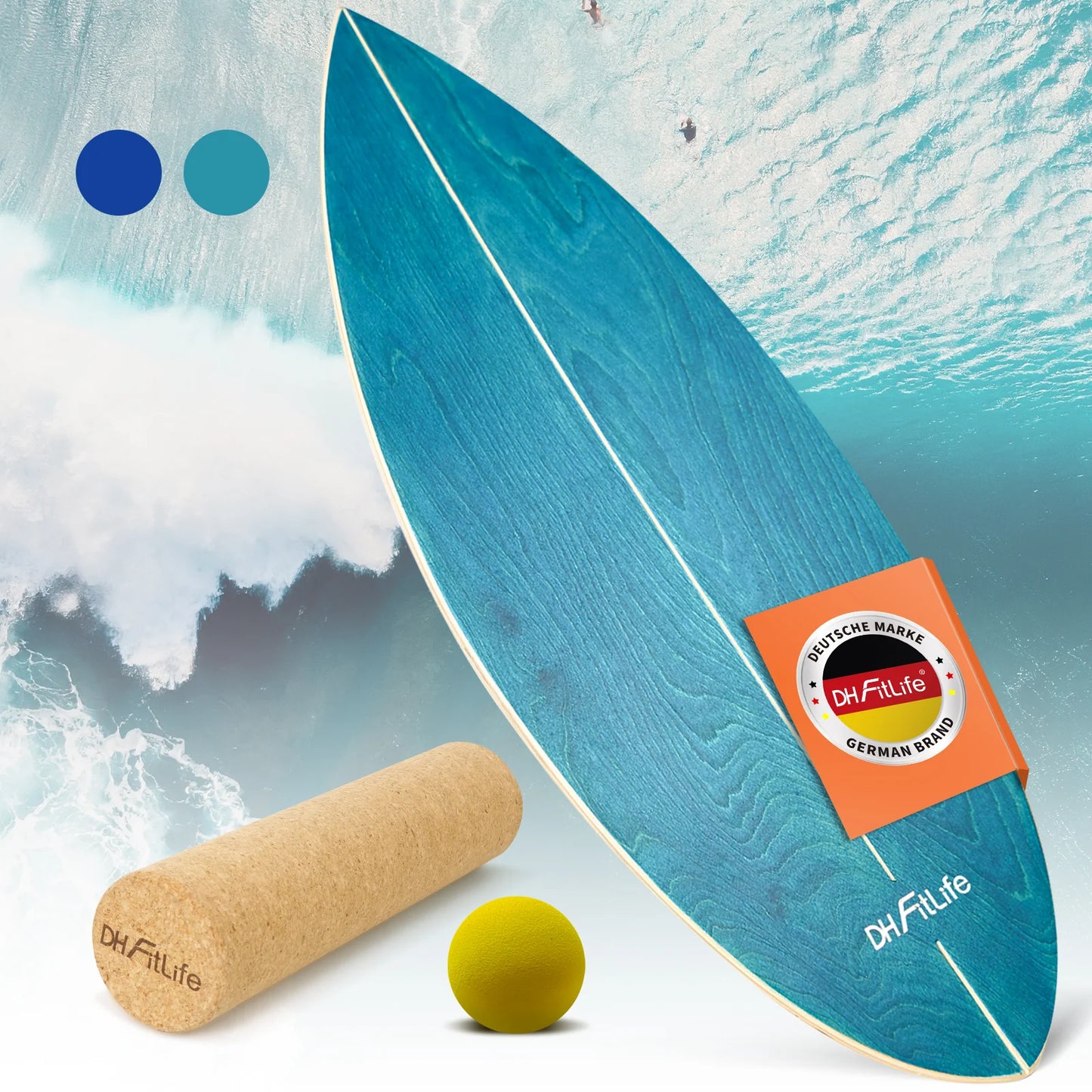 DH FitLife Surfin Balance Board uit Echt Hout – Indoor Surfboard met Rocker Shape voor Balans en Coördinatie