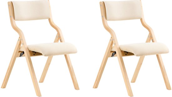 SoBuy Set van 2 Klapstoel, Bureaustoel met Gestoffeerd Zitkussen, Eetkamerstoel, Wit, 49x80x54cm, FST40-Wx2 - voor Eetkamer, Keuken, Woonkamer of Thuiswerkplek