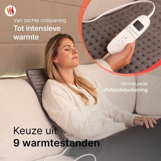 Seranova Elektrisch Warmtekussen voor Rug, Voeten, Nek, Schouders, Buik - Heating Pad - Verwarmingskussen - Wasmachine - 40x30cm - Donkergrijs