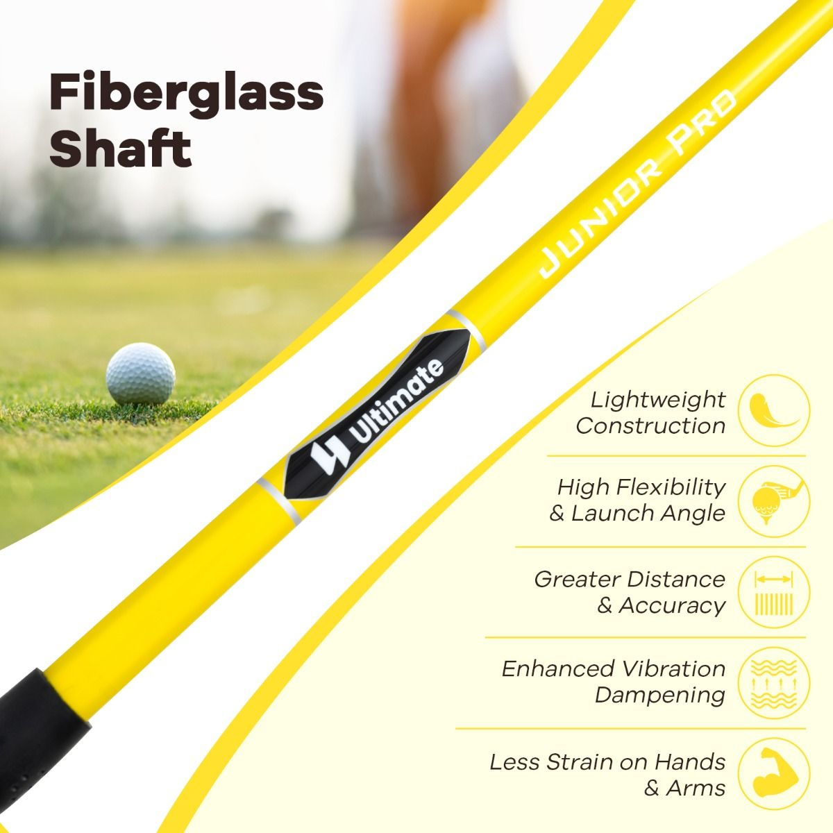 Coast Junior Fairway Hout #3 - 165 cc clubhoofd - glasvezel shaft - geel - 86 cm