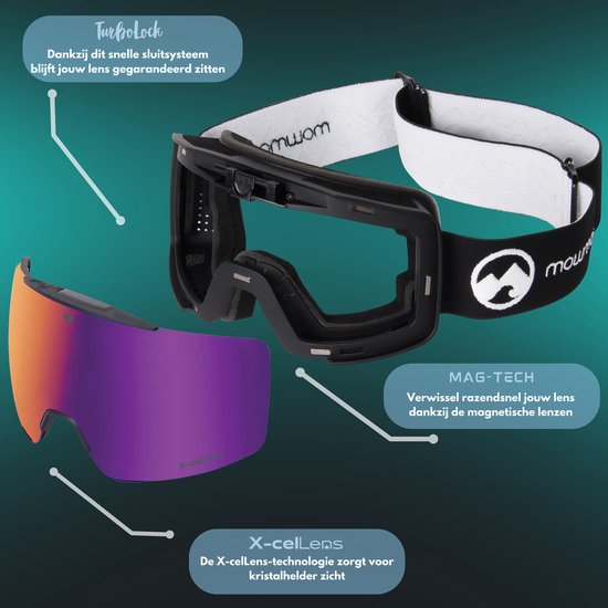MowMow LOCAL Skibril Heren L/XL + Extra Lens – Magnetisch – Bio-Frame - R-Strap - UV400
