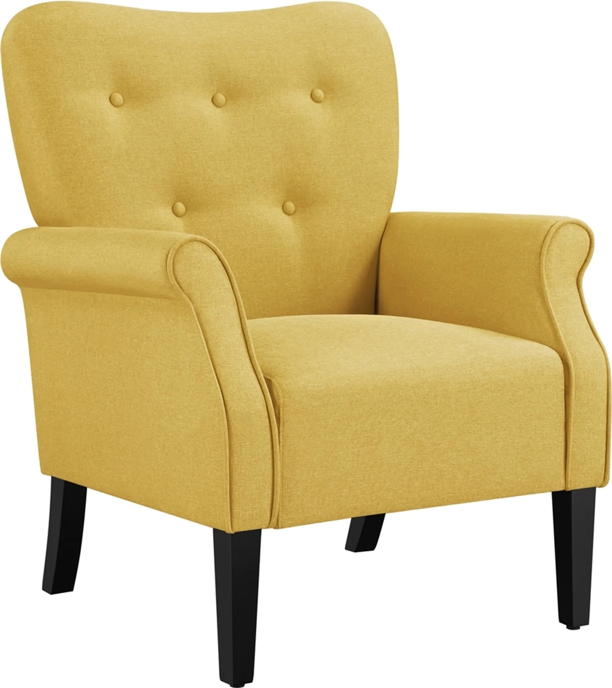 Yaheetech Loungefauteuil met Houten Poten - 74 x 72 x 94 cm - Geel