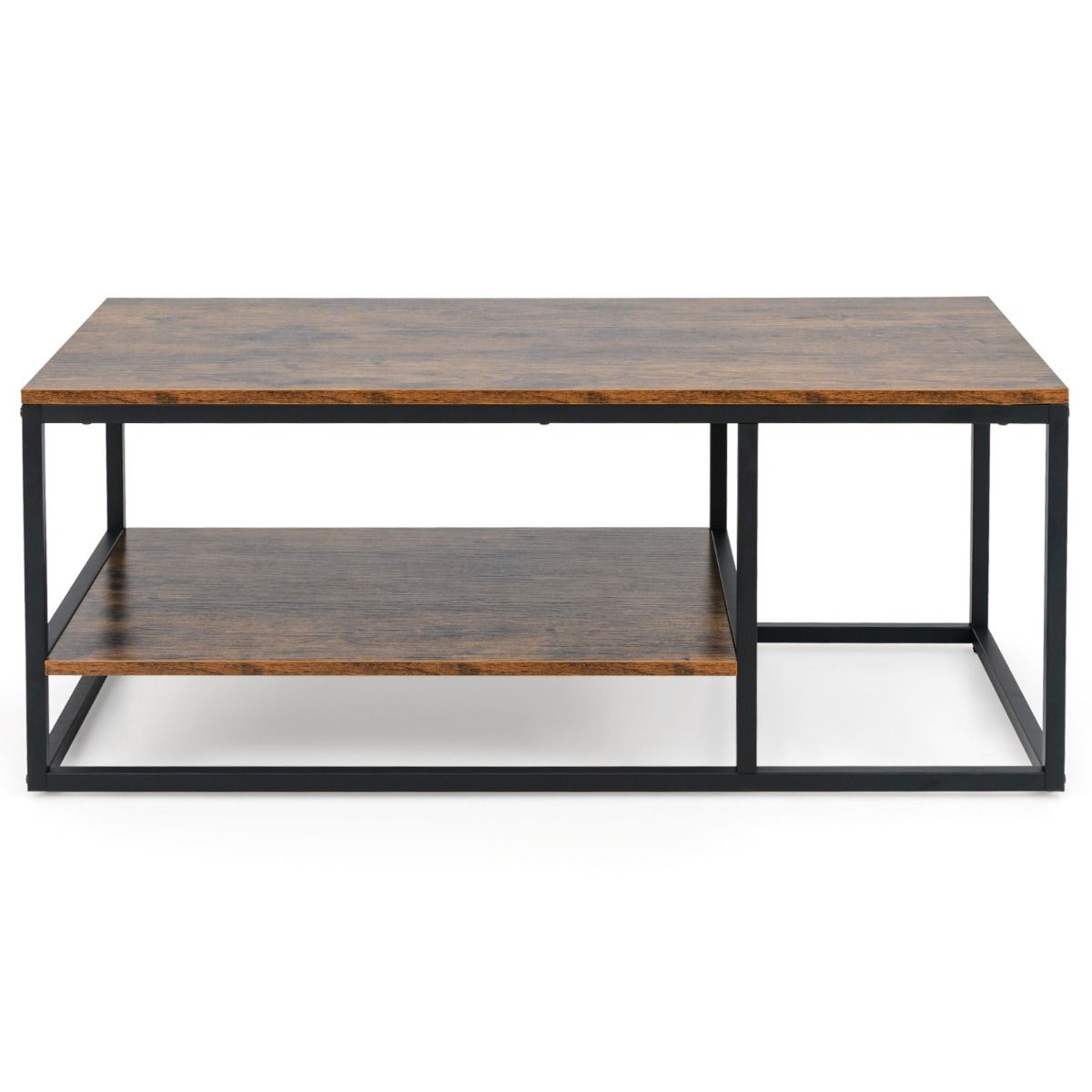 Coast Salontafel - rechthoekig - 2-laags opbergruimte - rustiek bruin en zwart - 105 x 50 x 42,5 cm