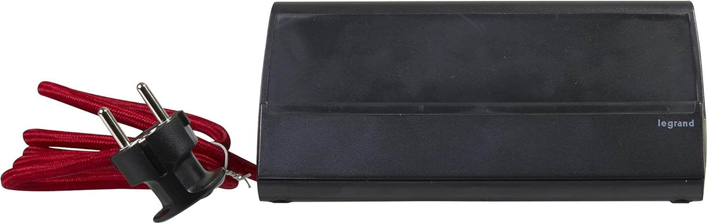 Bachmann Bureaublok met 3 Stopcontacten, 2 USB-poorten en Tablethouder – Zwart – 192 x 86 x 109 mm