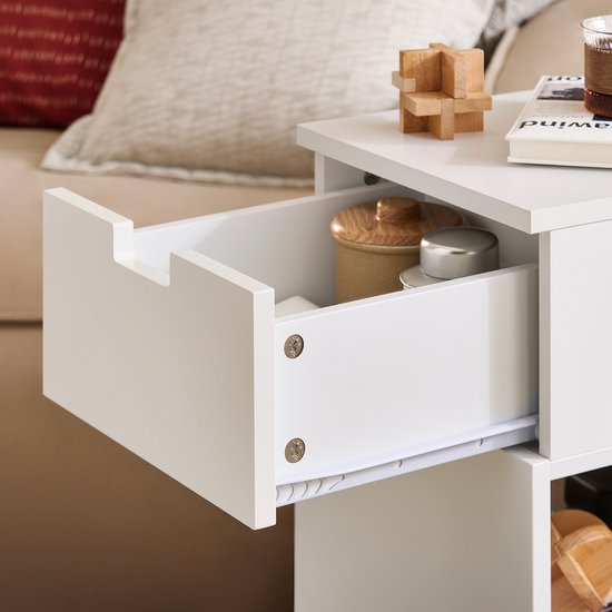 SoBuy FBT134-W Printerkast - Witte Kantooropbergkast met 4 Wielen